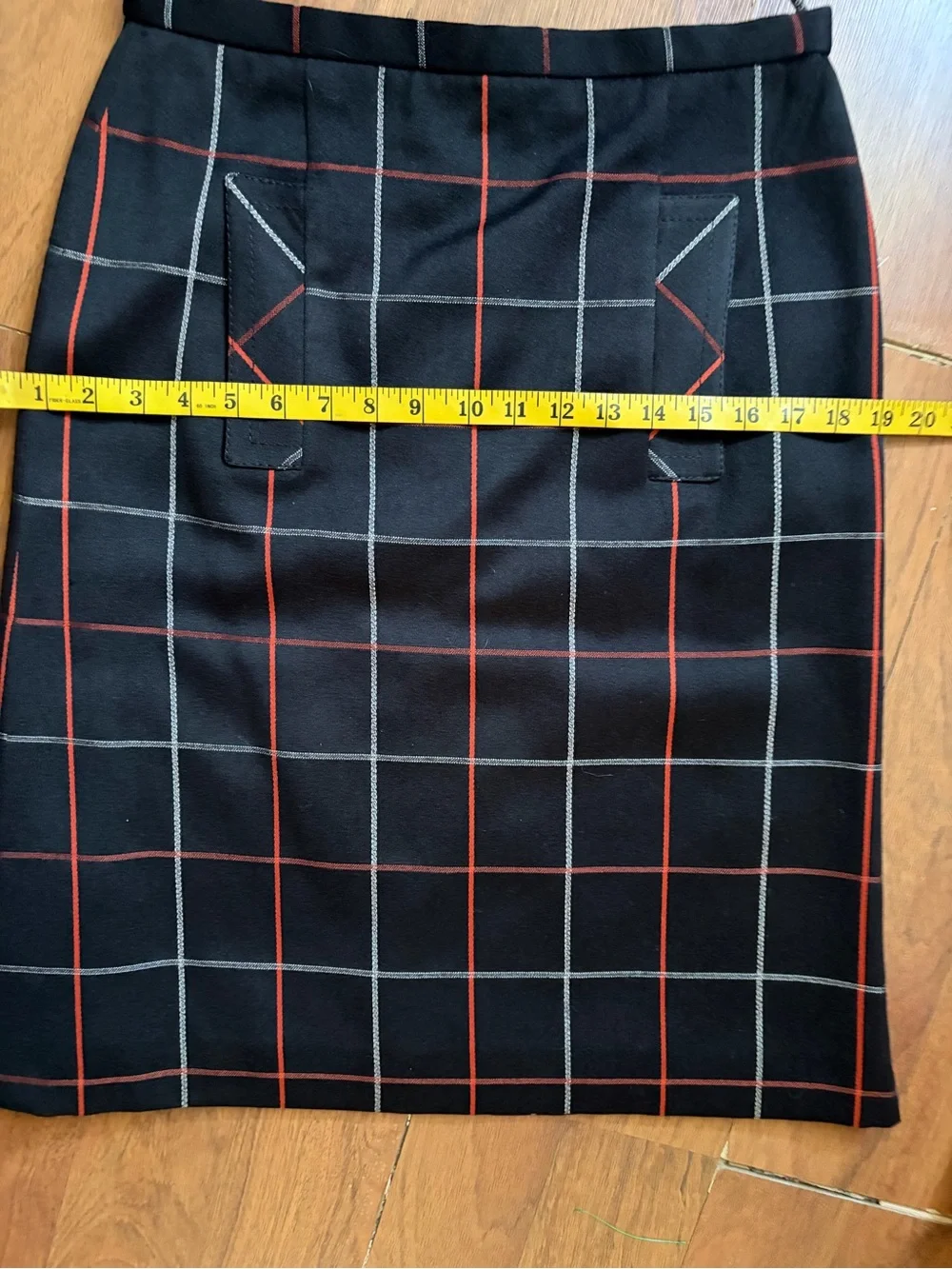 Vtg 70s German Barco Sport black windowpane plaid wool skirt